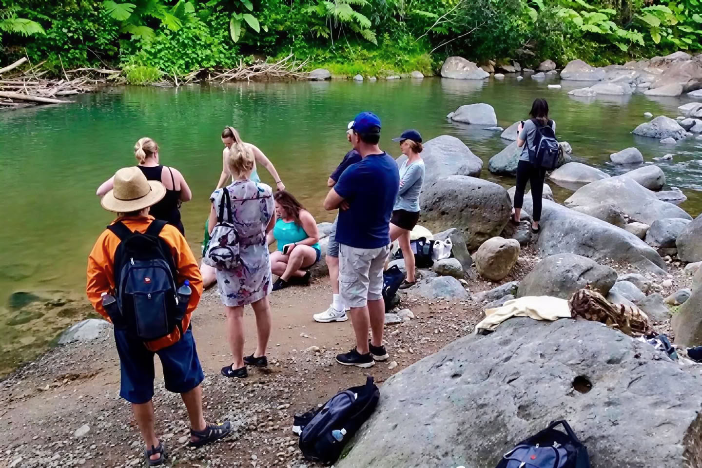 Passeggiata nella natura della foresta pluviale selvaggia e panoramica fino all’avventura sul fiume