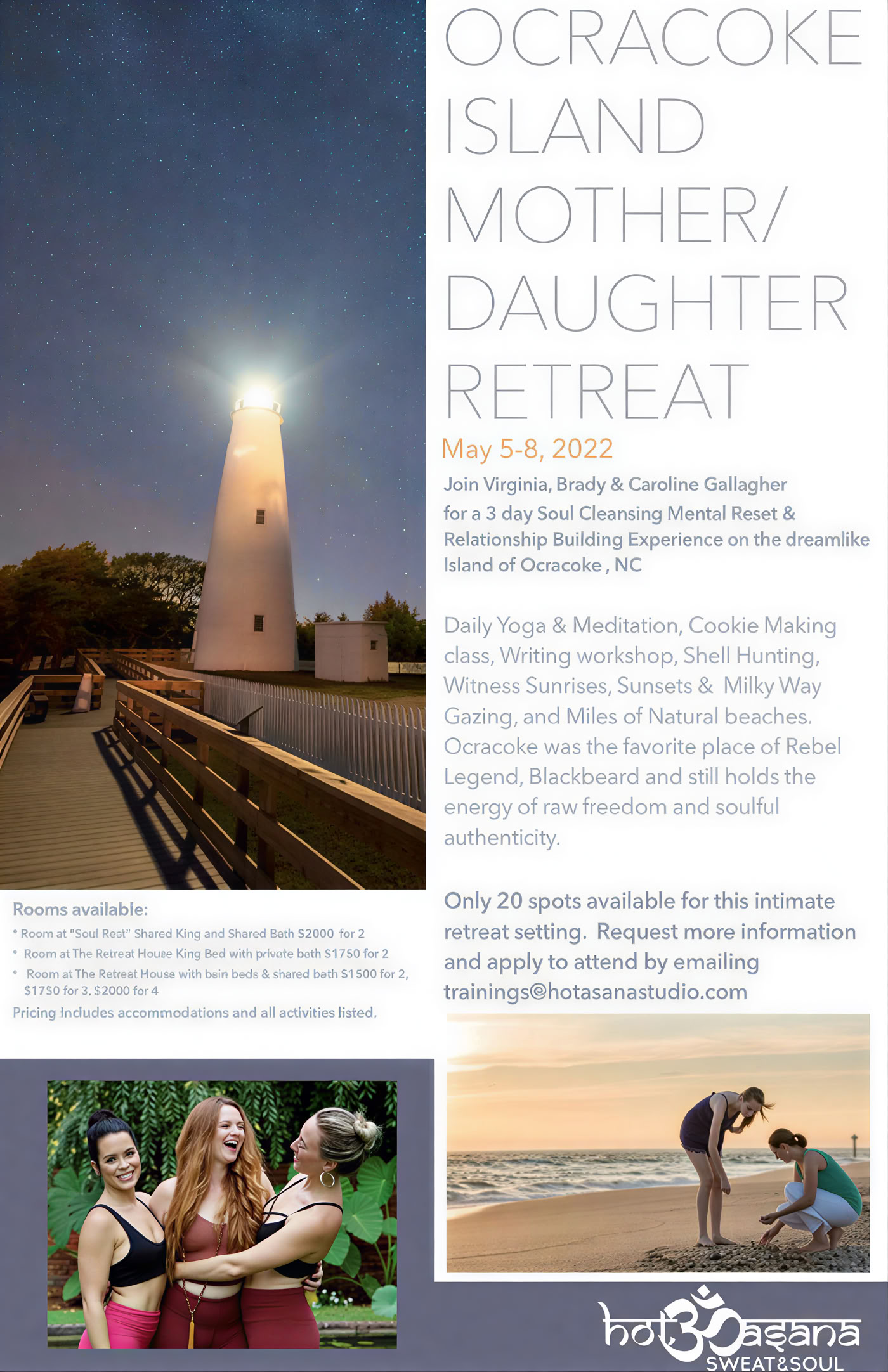 Ritiro per donne sull’isola di Ocracoke con la Dott.ssa Jen Reid, Virginia Gallagher e Savana Harwood
